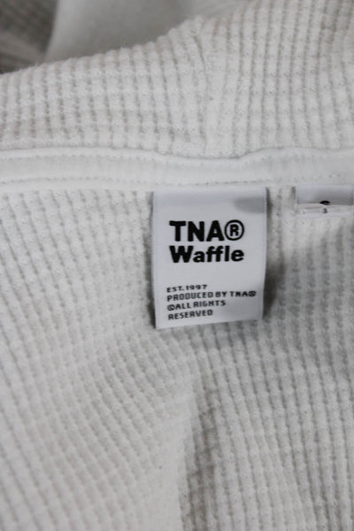 TNA Womens Full Zip Hoodie V Neck Cotton Long Sleeve White Size S