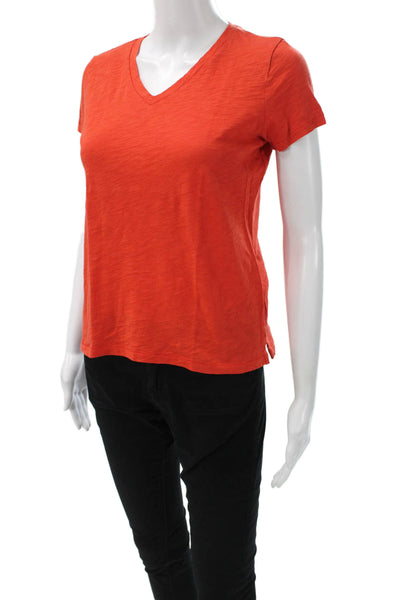 Goldie Womens Basic V-Neck Orange Pima Cotton Short Sleeve T-Shirt Size XS