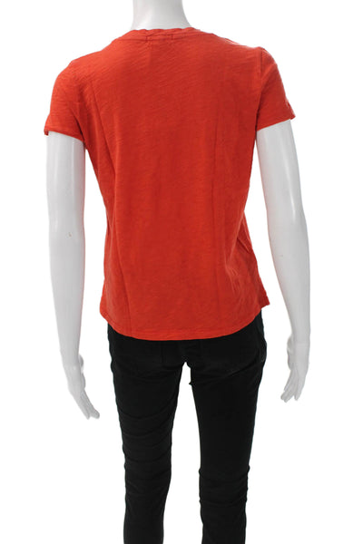 Goldie Womens Basic V-Neck Orange Pima Cotton Short Sleeve T-Shirt Size XS