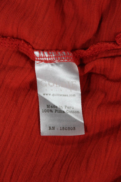 Goldie Womens Basic V-Neck Orange Pima Cotton Short Sleeve T-Shirt Size XS