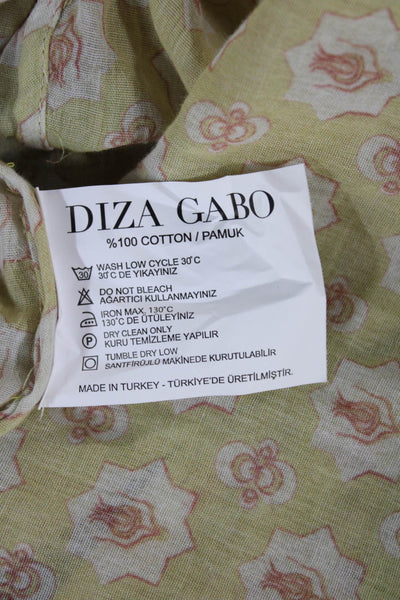 Diza Gabo Women Shirt Dress Green Cotton Collared Button 3/4 Sleeve Size S