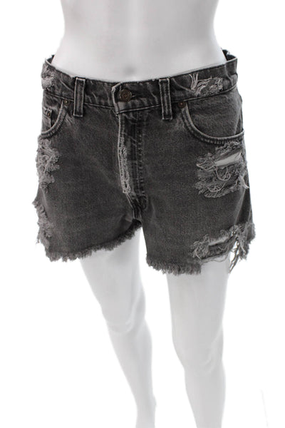 Levis Women Denim Shorts Gray Cotton Solid Size 30