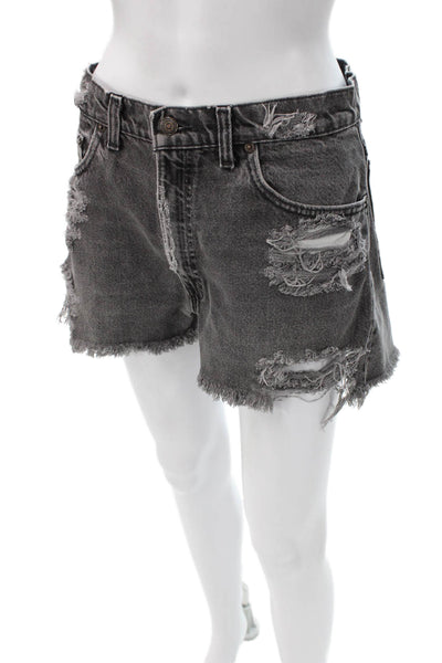 Levis Women Denim Shorts Gray Cotton Solid Size 30