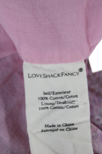 Love Shack Fancy Women A-Line Pink Floral Cotton Mini Skirt Size S