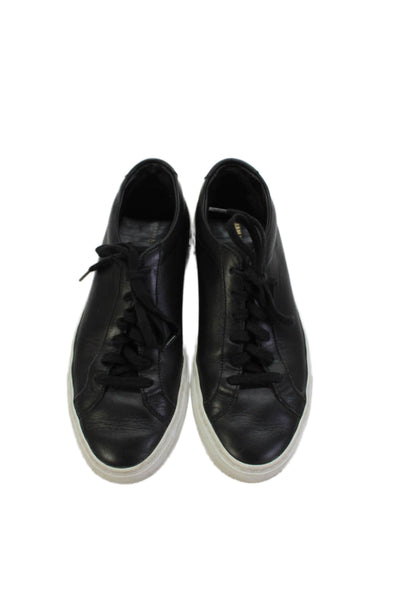 Woman by Common Projects Leather Lace Up Rubber Sole Sneakers Black Size 37