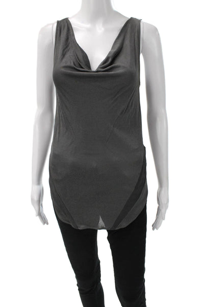 Rag & Bone Women Tunic Tank Cowl Neck Sleeveless Gray Viscose Button Size XS
