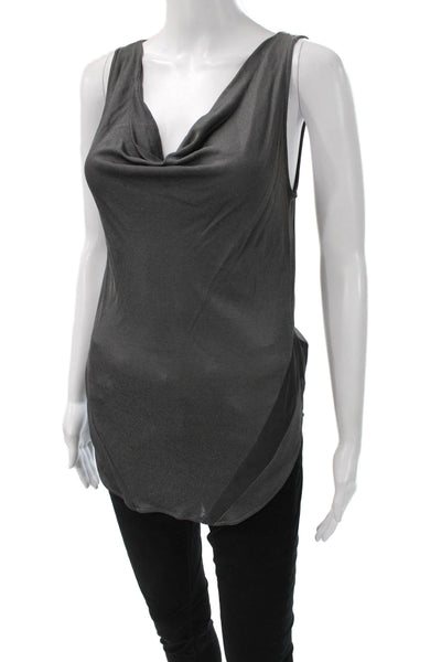 Rag & Bone Women Tunic Tank Cowl Neck Sleeveless Gray Viscose Button Size XS