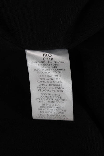 IRO Womens Biker Jacket Gray Wool Zip Long Sleeve Size 36