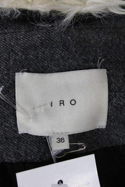 IRO Womens Biker Jacket Gray Wool Zip Long Sleeve Size 36