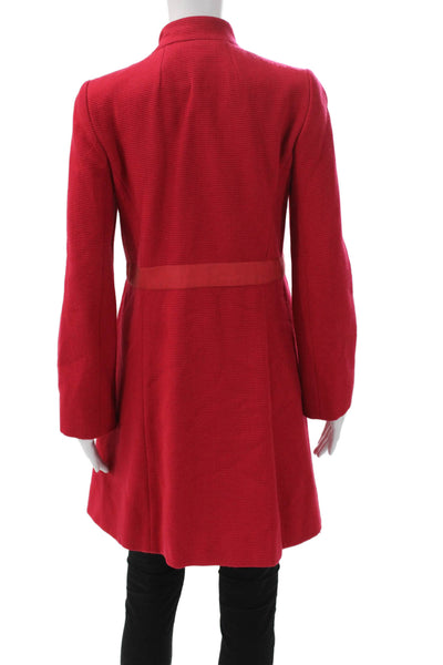 Marc By Marc Jacobs Women Red Striped Overcoat Button Long Sleeve Size S