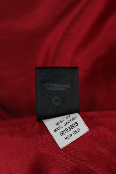 Marc By Marc Jacobs Women Red Striped Overcoat Button Long Sleeve Size S