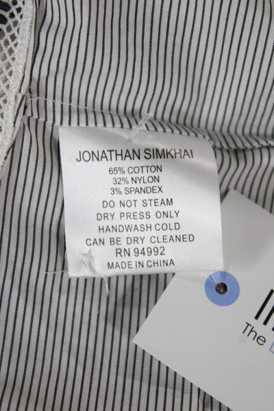Jonathan Simkhai Womens Striped Collared Cotton Sleeveless Button Blouse Size S