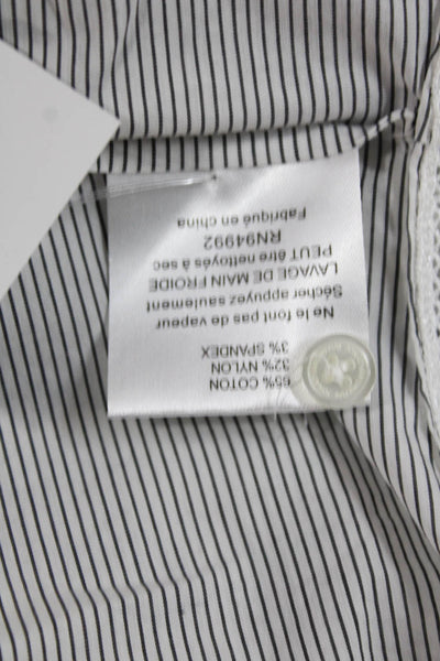 Jonathan Simkhai Womens Striped Collared Cotton Sleeveless Button Blouse Size S