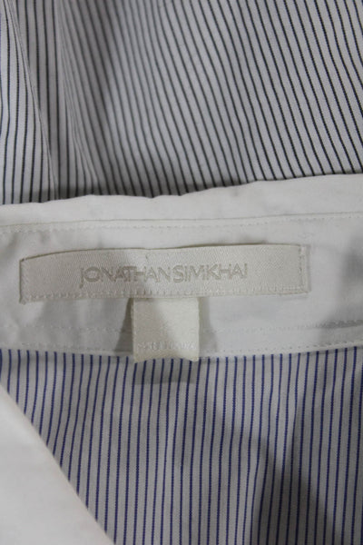 Jonathan Simkhai Womens Striped Collared Cotton Sleeveless Button Blouse Size S