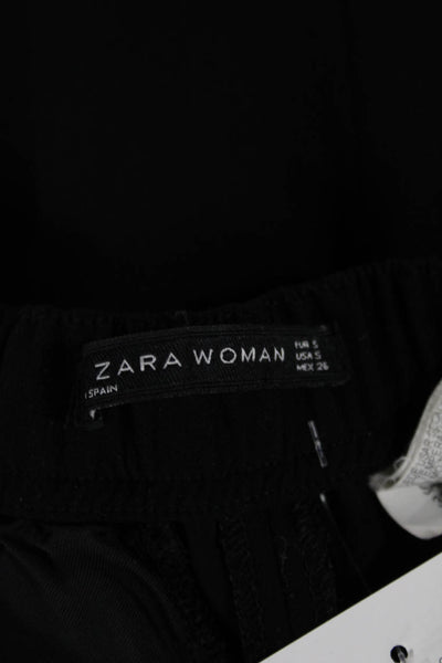 Zara Women Dress Pants Black Polyester Zip Closure Size S