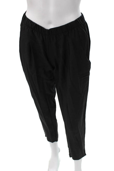LNA Womens Cropped Silk Pants Black Pull On Size S