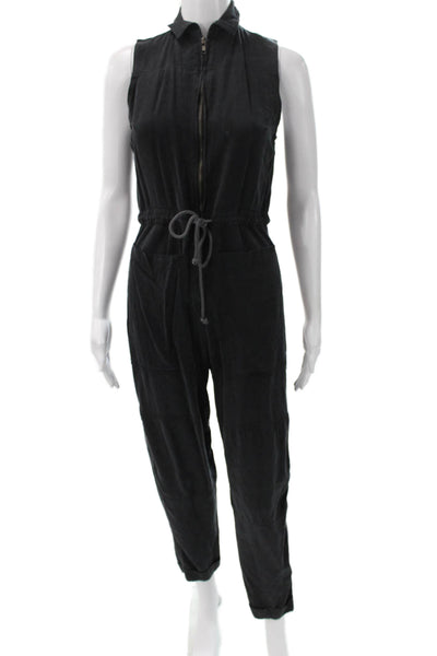 Reformation Women Jumpsuit Black Collared Drawstring Sleeveless Spring Size S