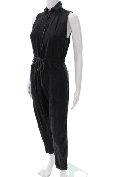 Reformation Women Jumpsuit Black Collared Drawstring Sleeveless Spring Size S