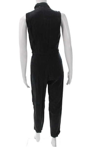Reformation Women Jumpsuit Black Collared Drawstring Sleeveless Spring Size S