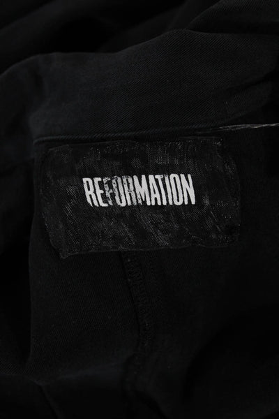 Reformation Women Jumpsuit Black Collared Drawstring Sleeveless Spring Size S