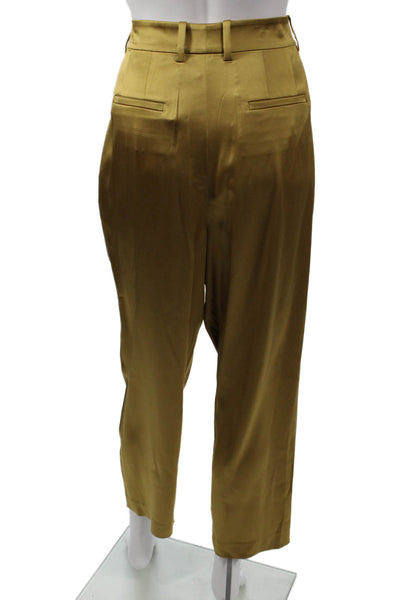 Lafayette 148 New York Women Cropped Gold Pants Triacetate Zip Size 8