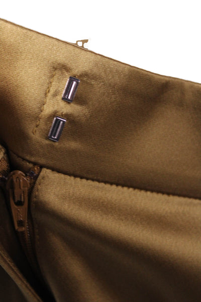 Lafayette 148 New York Women Cropped Gold Pants Triacetate Zip Size 8