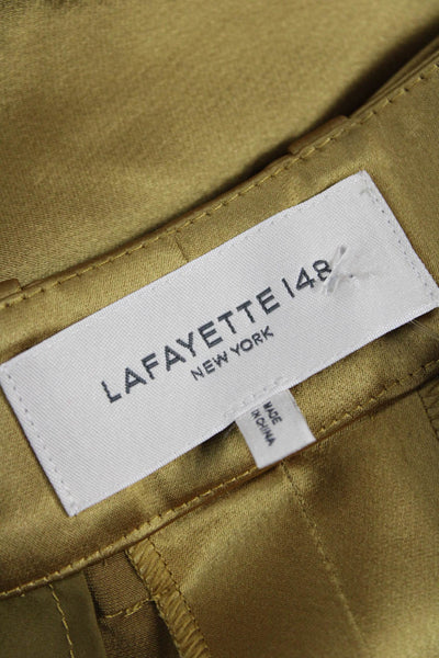 Lafayette 148 New York Women Cropped Gold Pants Triacetate Zip Size 8