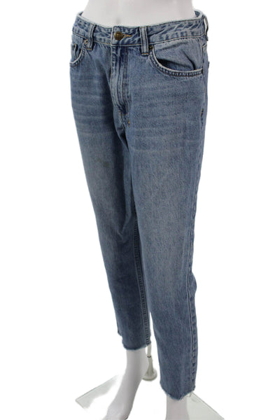 Ksubi Womens Straight Jeans Blue Cotton High Rise Button Size 28