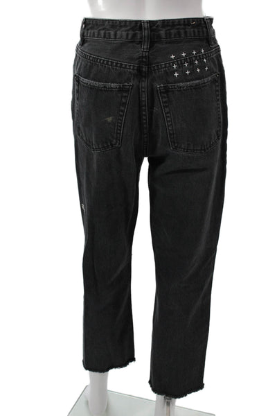 Ksubi Womens Mom Jeans Black High Rise 100% Cotton 25 Inseam Size 27