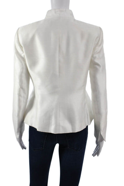 Kasper Womens Basic Jacket White Long Sleeve Button Solid Spring Size 4P