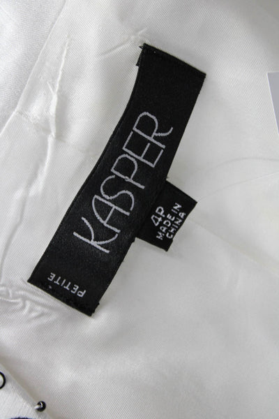 Kasper Womens Basic Jacket White Long Sleeve Button Solid Spring Size 4P