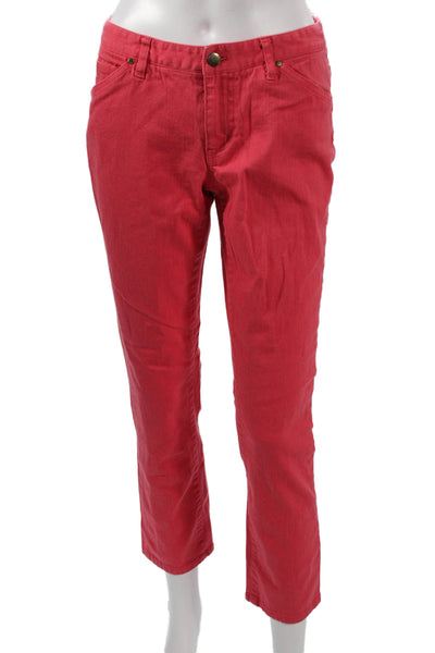 Etcetera Women Cropped Red Mid Rise Cotton Blend Jeans Size 4