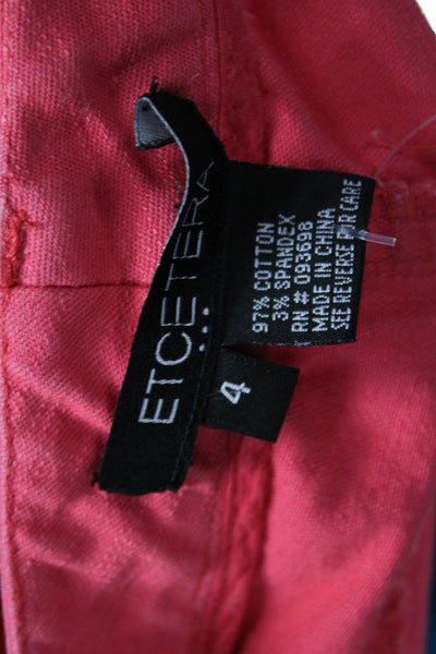 Etcetera Women Cropped Red Mid Rise Cotton Blend Jeans Size 4
