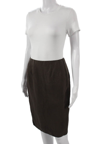 Carlisle Women Linen Pencil Skirt Brown Zip Short Size 2