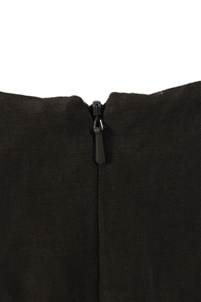 Carlisle Women Linen Pencil Skirt Brown Zip Short Size 2