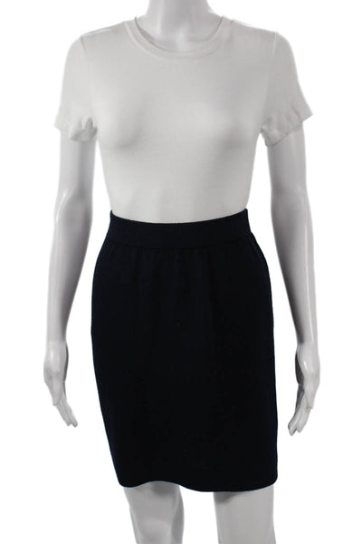 St. John Basics Women Blue Wool Blend Pencil Skirt Pull On Size 6