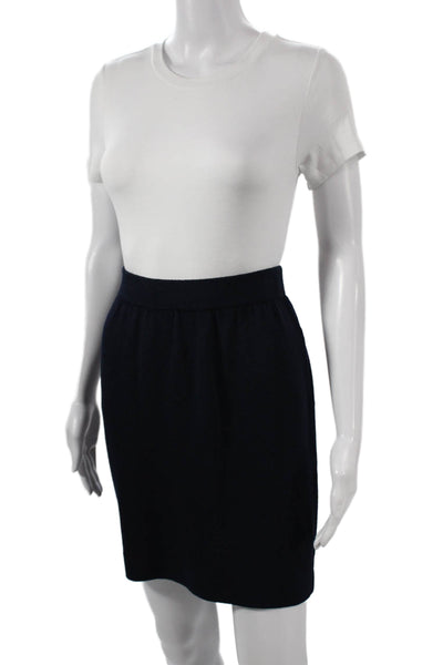 St. John Basics Women Blue Wool Blend Pencil Skirt Pull On Size 6