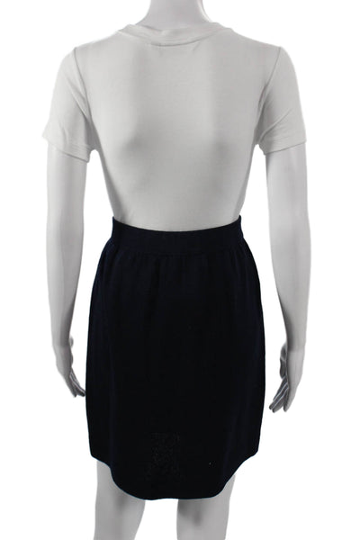 St. John Basics Women Blue Wool Blend Pencil Skirt Pull On Size 6
