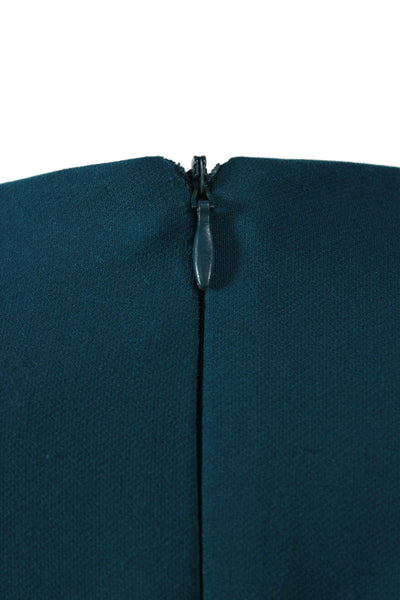 Laundry by Shelli Segal Womens Green Shift Dress Long Sleeve Zip Neck Size 2