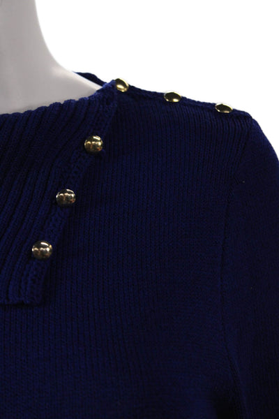 St. John Womens Sweater Dress Blue Wool Blend Cowl Neck Long Sleeve Size PP