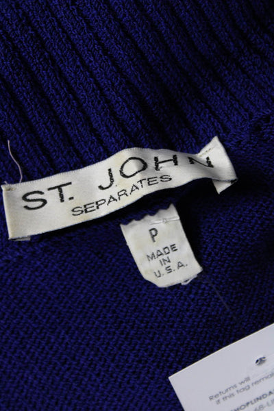 St. John Womens Sweater Dress Blue Wool Blend Cowl Neck Long Sleeve Size PP