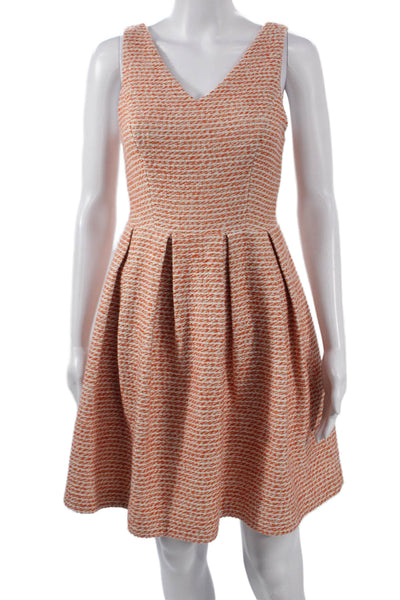 Champagne & Strawberry Women Fit & Flare Dress Orange V-Neck Size S