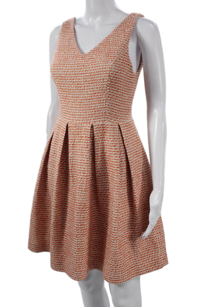 Champagne & Strawberry Women Fit & Flare Dress Orange V-Neck Size S