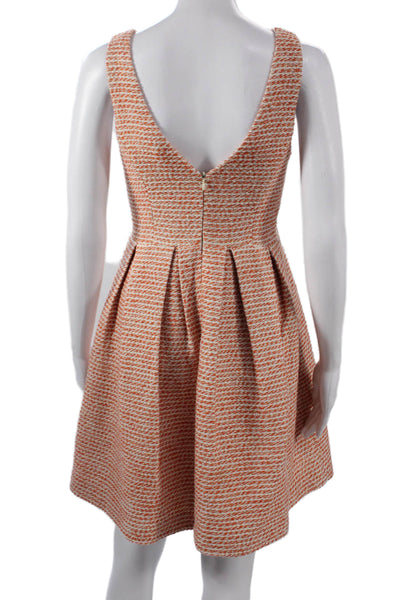 Champagne & Strawberry Women Fit & Flare Dress Orange V-Neck Size S