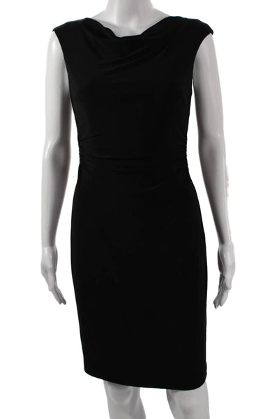 david meister dress David Meister Women Sheath Dress Black Sleeveless Cowl Neck Zip Size 2