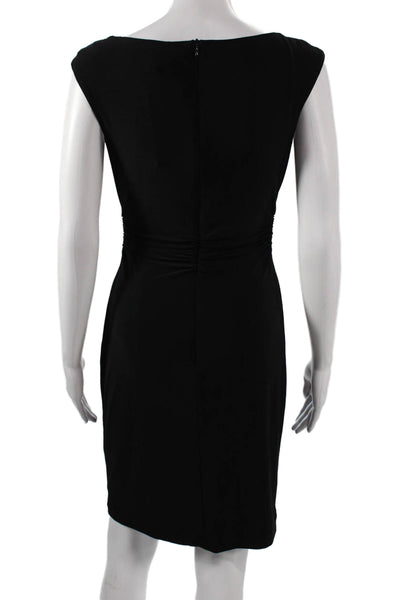 David Meister Women Sheath Dress Black Sleeveless Cowl Neck Zip Size 2