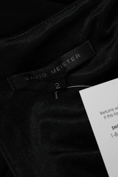 David Meister Women Sheath Dress Black Sleeveless Cowl Neck Zip Size 2