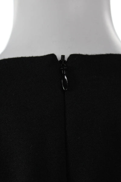 Etcetera Womens Sheath Dress Black V-Neck 3/4 Sleeve Zip Polyester Size 2