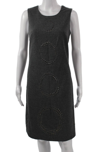 Etcetera Womens Shift Dress Gray Sleeveless Round Neck Knee Length Size 4