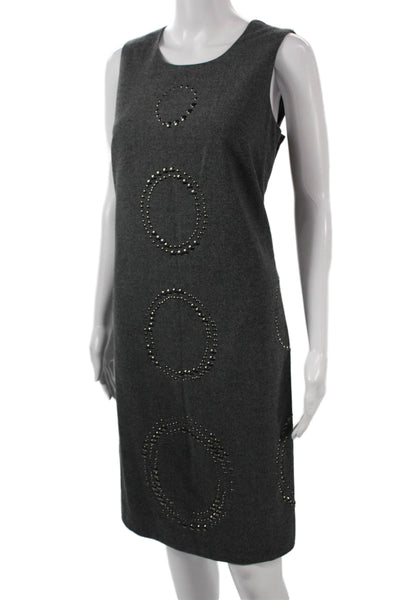 Etcetera Womens Shift Dress Gray Sleeveless Round Neck Knee Length Size 4
